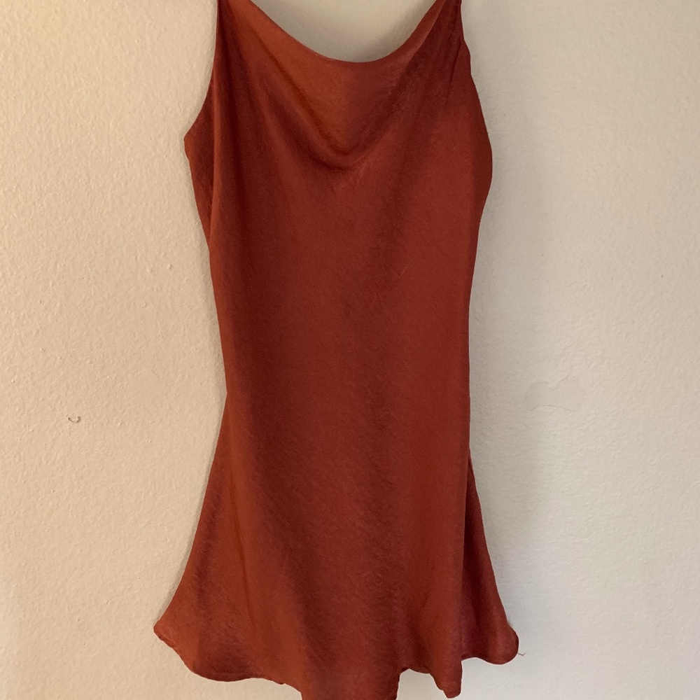 Cowl Neck Satin Mini Dress
